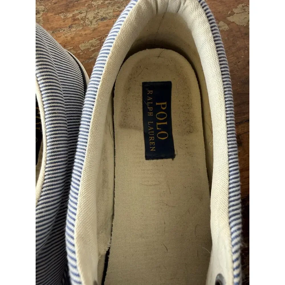 Polo Ralph Lauren Forestmont II Men’s 9D Pinstripe Canvas Low Top Sneakers Navy